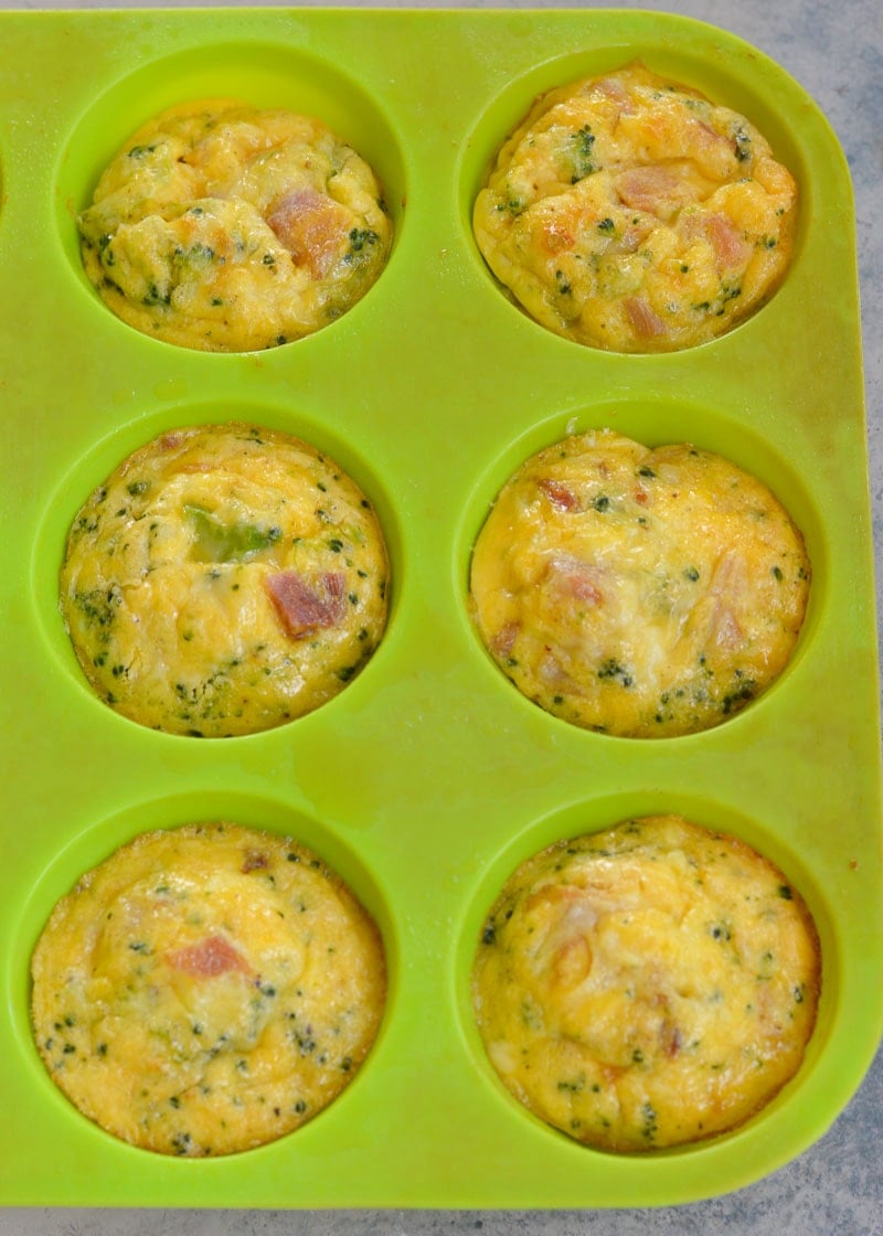 Muffin-Tin Omelets with Broccoli, Ham & Cheddar