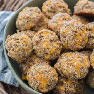These easy Almond Flour Keto Sausage Balls are the perfect Keto appetizer, or great for keto meal prep! Less than one net carb per ball!