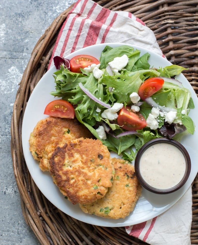 These Crispy Keto Salmon Patties are packed with tender salmon, cajun spices and fried until golden brown! An easy low carb dinner perfect for busy nights!