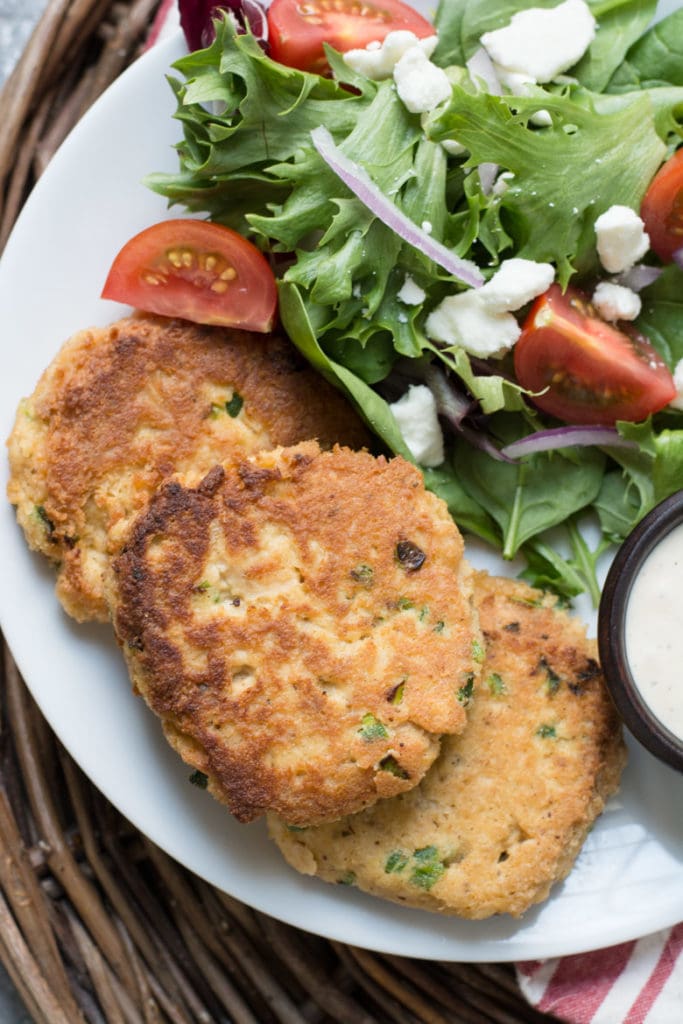 These Crispy Keto Salmon Patties are packed with tender salmon, cajun spices and fried until golden brown! An easy low carb dinner perfect for busy nights!