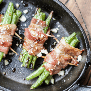 Tender green beans are wrapped in salty bacon for the ultimate low carb, gluten free, keto side dish!
