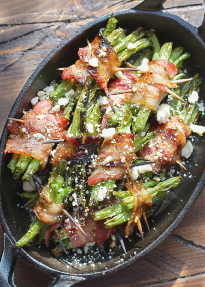 Tender bacon wrapped green beans are the ultimate low carb, gluten free, keto side dish!