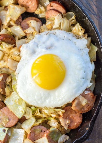 This Keto Sausage and Cabbage Breakfast Hash is an incredibly hearty low carb breakfast! At under 5 net carbs per serving this dish takes similar to a traditional breakfast hash without the carbs!