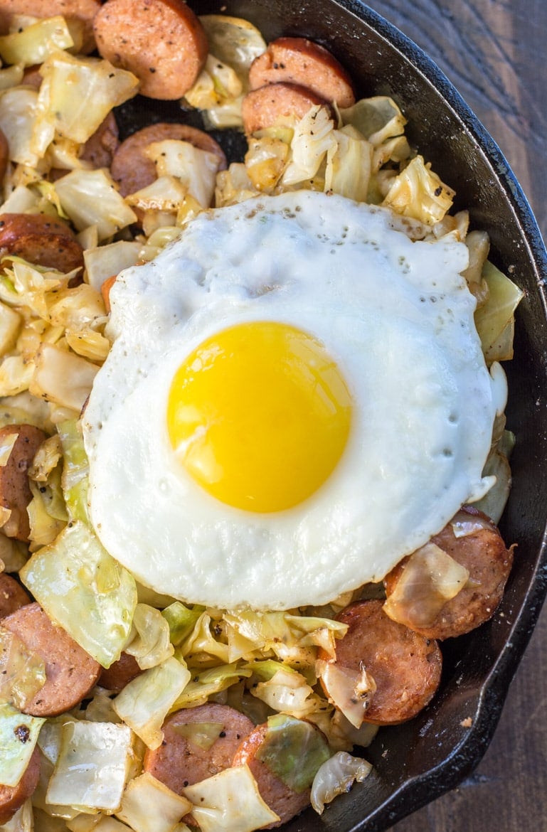 This Keto Cabbage and Sausage Hash is an incredibly hearty low-carb, high-protein breakfast! At under 5 net carbs per serving, this dish takes similar to a traditional breakfast hash without the carbs!