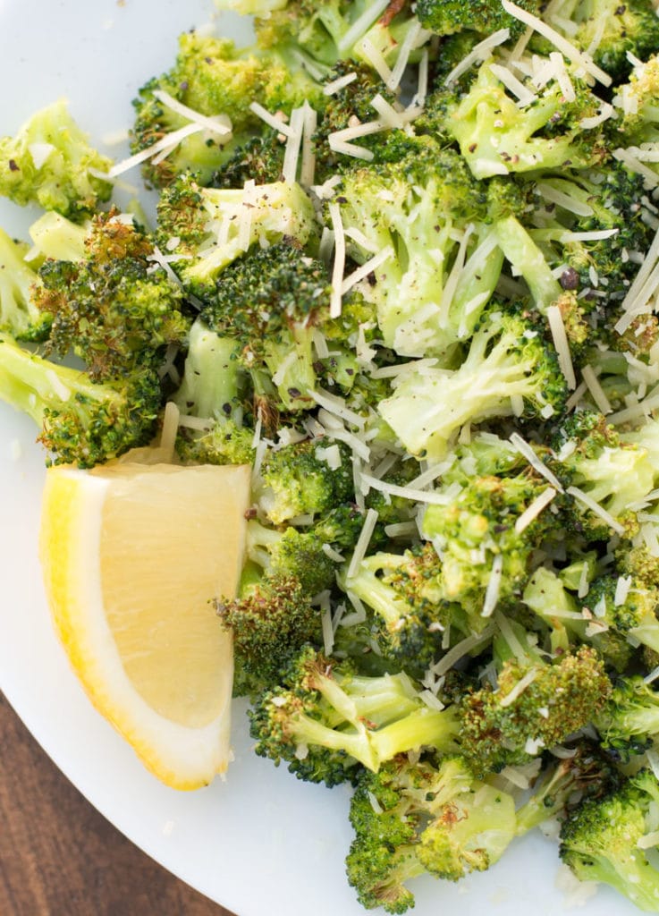 This tender and perfectly crispy Air Fryer Broccoli only takes 8 minutes to make and has three net carbs! This is the perfect low carb, keto side dish that goes with anything! #keto