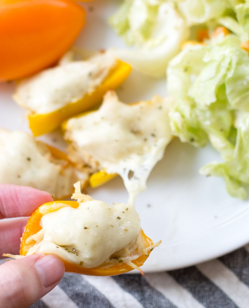 These easy Keto Cheesy Chicken Stuffed Peppers are about one net carb each! A great low carb, healthy dinner or snack!