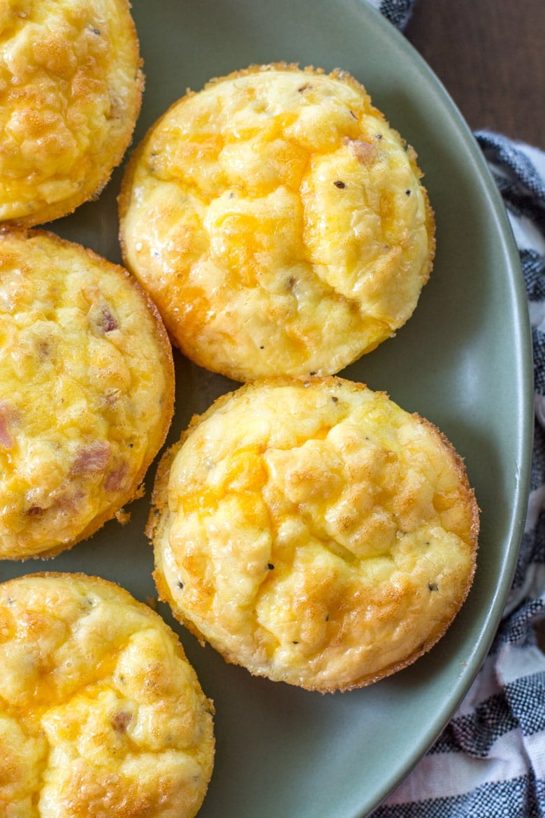 Flourless Keto Ham and Cheese Quiche Cups are only about one net carb each! A perfect low carb meal prep breakfast!