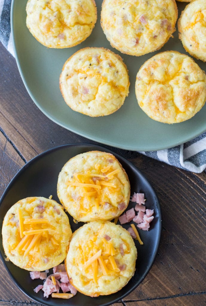 Crustless Ham and Cheese Quiche Cups are only about 1 net carb each. This is a great breakfast meal prep recipe to make for busy weeks! 