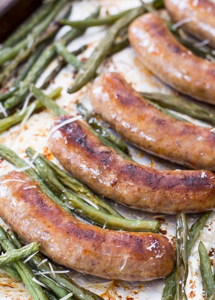 This Sausage Sheet Pan Dinner is ready in 30 minutes, requires no prep and is less than 6 net carbs per serving! This will be your new favorite easy low carb recipe!