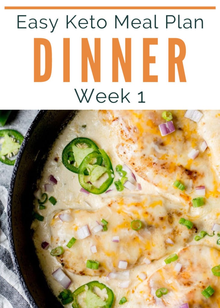 Ready to start keto but no idea where to start? I can help! This Easy Keto Meal Plan includes 5 EASY low carb dinners plus a keto breakfast recipe complete with net carb counts, meal prep tips, and a printable shopping list.