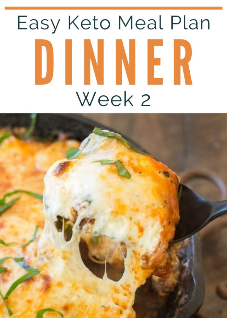 Easy Keto Meal Plan includes 5 EASY low carb dinners plus a keto bonus recipe with net carb counts and a printable shopping list. Suggestions for side dishes, keto breakfast and lunch ideas, and meal prep tips make keto easy!