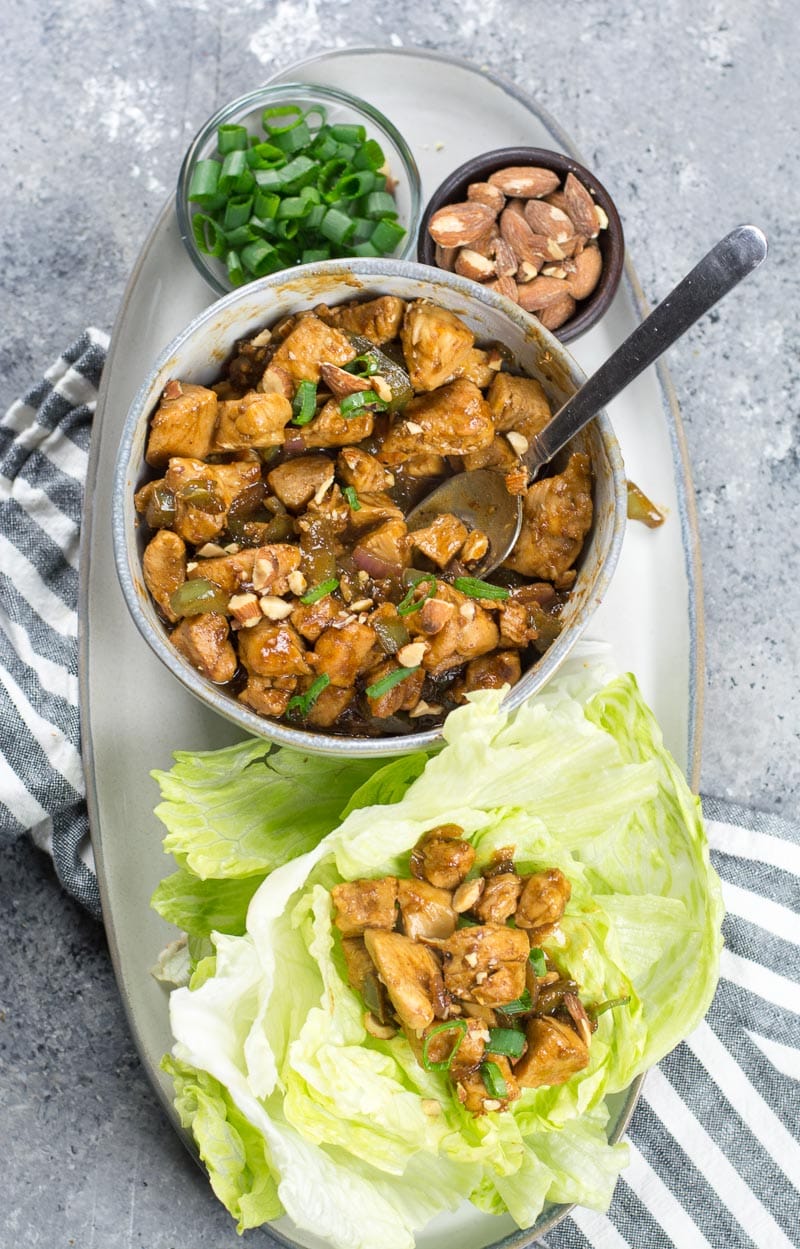 These Keto Asian Chicken Lettuce Wraps are the perfect one pan, 30 minute meal under 4 net carbs per serving!