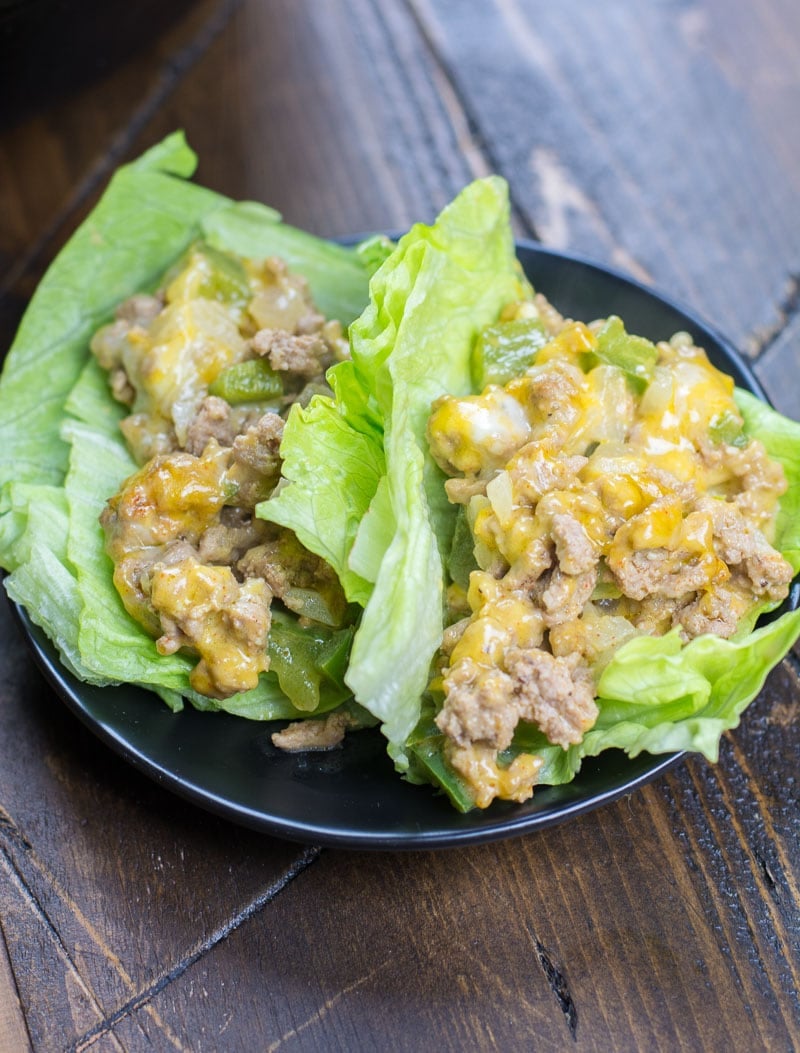 Try this easy One Pan Keto Philly Cheesesteak Skillet for an easy low carb dinner! This 20 minute meal is under 5 net carbs and loaded with ground beef, onions, peppers and cheese!