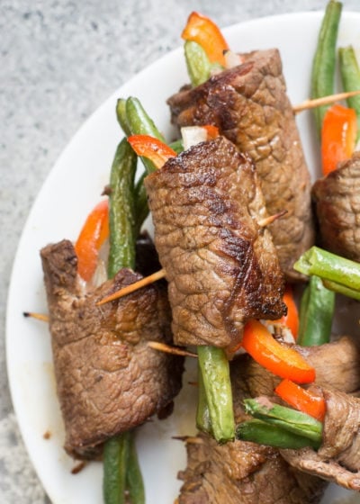 These Easy Keto Steak Wraps are a great all in one recipe! Flank steak is wrapped around fresh vegetables and cooked until tender!