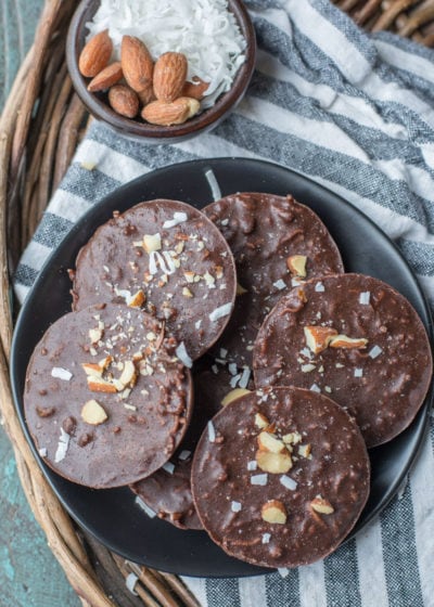 Keto No Bake Almond Butter Cookies are the perfect low carb snack at just 1.5 net carbs per cookie! These no bake treats are perfect for keto meal prep!