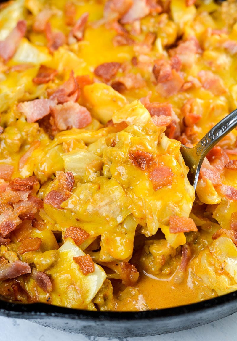 This Bacon Cheeseburger Cabbage Casserole is the perfect low carb and keto friendly casserole! This dish is backed with ground beef, crispy bacon, sharp cheddar cheese and tender cabbage! At just 5 net carbs per serving this is the perfect keto comfort food!