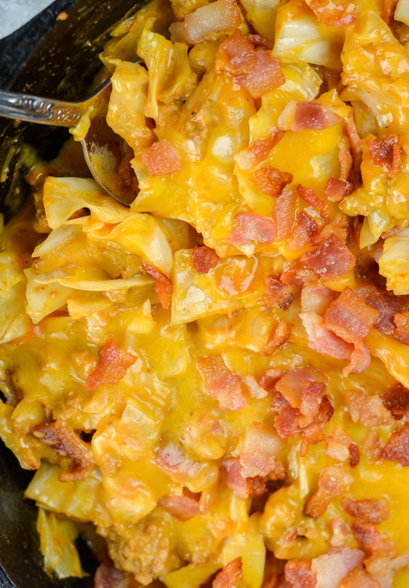 This Bacon Cheeseburger Cabbage Casserole is the perfect low carb and keto friendly casserole! This dish is backed with ground beef, crispy bacon, sharp cheddar cheese and tender cabbage! At just 5 net carbs per serving this is the perfect keto comfort food!