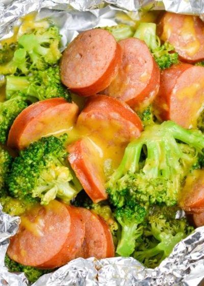 These Sausage Broccoli Cheddar Foil Packs have just three ingredients, are under 7 net carbs and ready in about 20 minutes! This is a simple foil pack recipe perfect for the grill or oven!