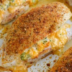 This Broccoli Cheddar Stuffed Chicken is a quick and easy keto dinner recipe around 2 net carbs per serving!