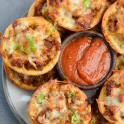 These easy Keto Pizza Muffins are loaded with Italian sausage, marinara and cheese! These gluten free, keto-friendly pizza bites have less than 3 net carbs each and are perfect for meal prep!