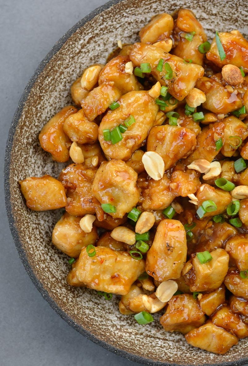 This Low Carb Kung Pao Chicken is better than take-out! At about 4 net carbs per serving this recipe is gluten free, low carb and keto friendly! 