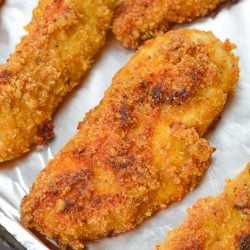 These Crispy Oven Baked Keto Chicken Tenders are just what you've been craving! These delicious low carb, gluten free chicken tenders are about 1 net carb for two tenders! 