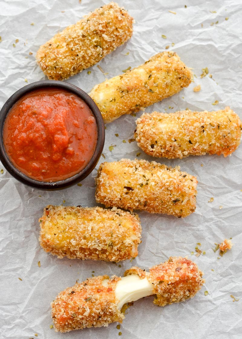 These Easy Keto Mozzarella Sticks are covered in an ultra crispy crust and fried to perfection! 