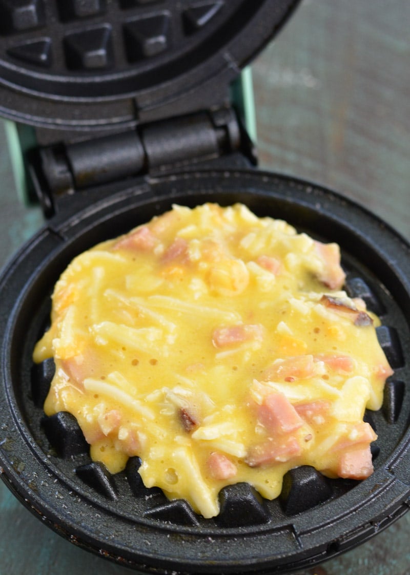 These Ham and Cheese Chaffles require just 5 ingredients and are about 1 net carb each! This is the perfect easy keto breakfast or snack recipe! 