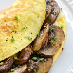 This Mushrooms Swiss Omelette is the perfect quick and easy breakfast that is naturally low carb and gluten free. 