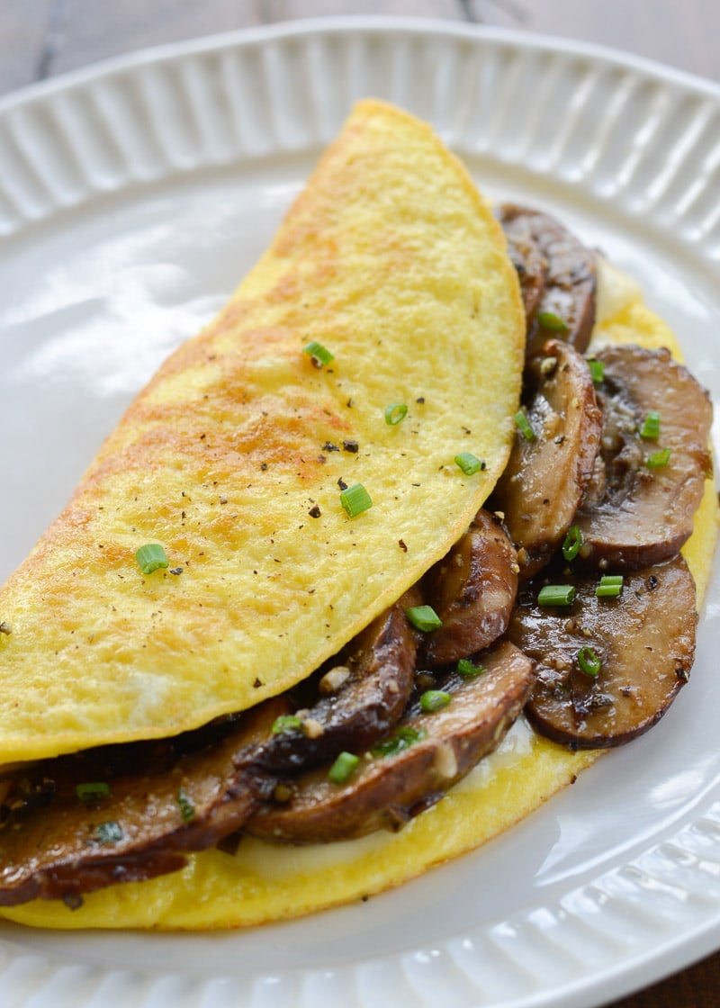 This Mushrooms Swiss Omelette is the perfect quick and easy breakfast that is naturally low carb and gluten free. 