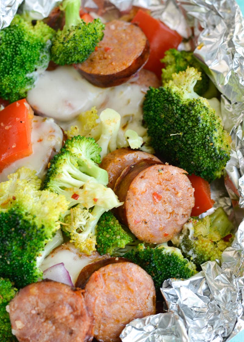 Try these Spicy Sausage Veggie Foil Packs for a fun keto-friendly dinner! Each foil pack can be made on the grill or in the oven and contains just 7.5 net carbs each! 