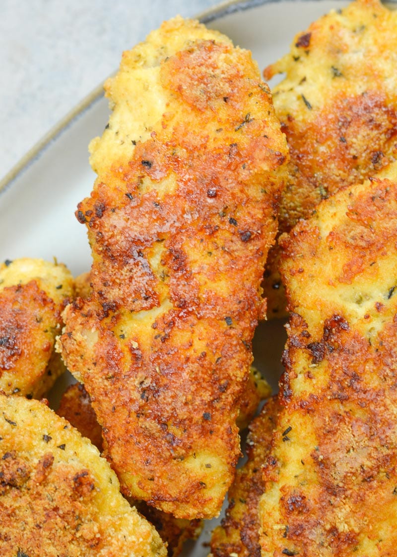 This low carb, gluten free Keto Oven Fried Chicken is exactly what your family ordered! Tender chicken that's "fried" in the oven, this meal is lightened-up comfort food at it's finest!