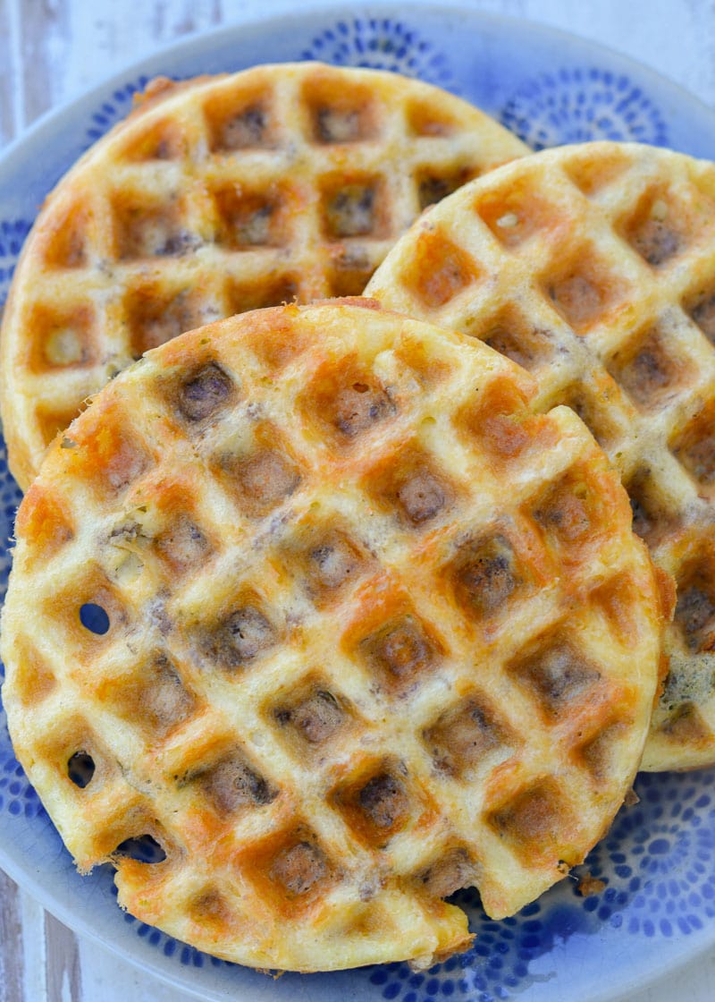 These Sausage Jalapeno Chaffles are the perfect low-carb snack to keep you energized today! Only 1.8 net carbs each and easy to meal prep!