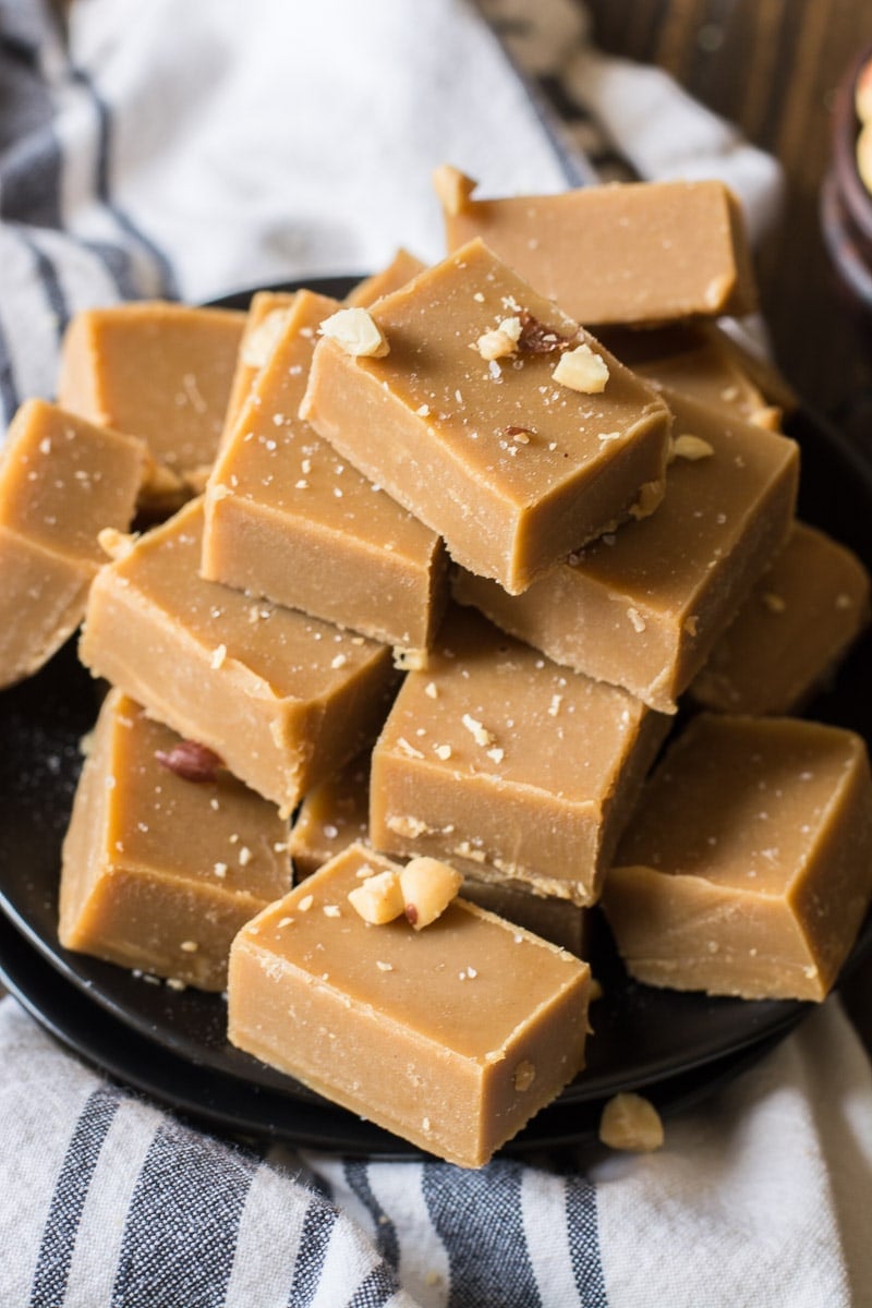 Ultra creamy, three-ingredient Keto Peanut Butter Fudge that is only 2 net carbs per slice!