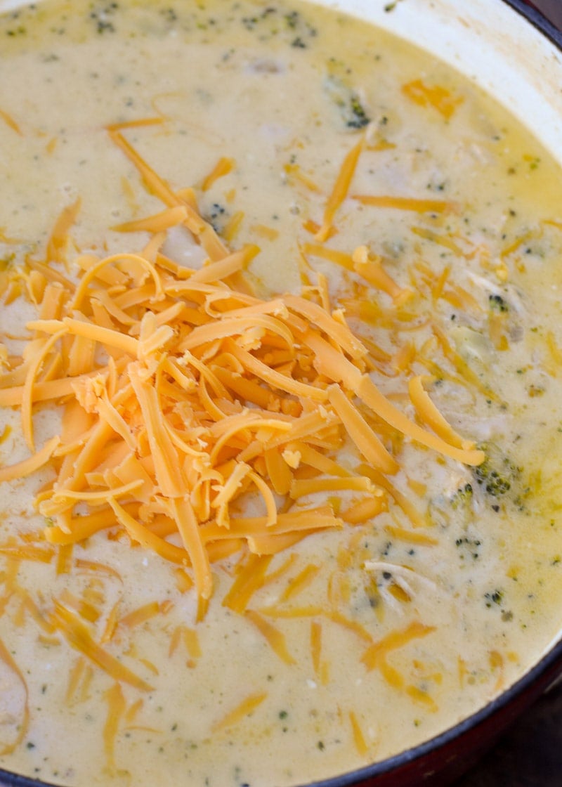 Each generous serving of this Keto Broccoli Cheddar Soup with Chicken has about 4 net carbs! This is the perfect easy, cheesy low carb soup recipe!