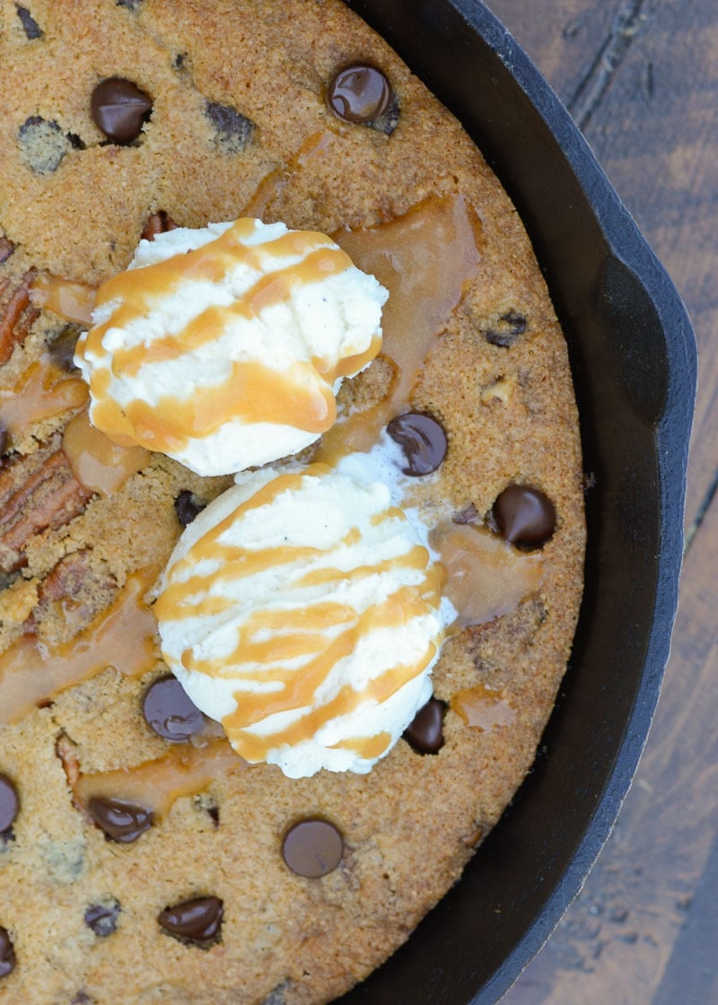 This delicious Keto Skillet Cookie is the best easy low-carb dessert! This sugar-free cookie skillet has under 3 net carbs and is ready to eat in only 25 minutes!