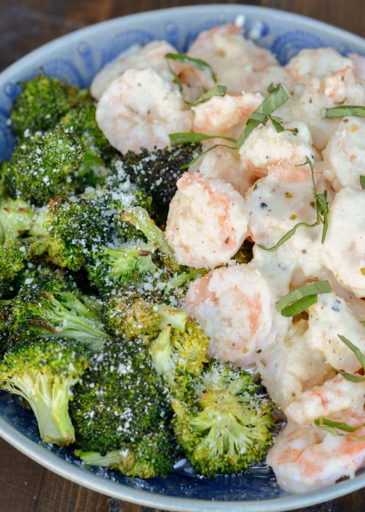 This Keto Shrimp Alfredo is ready in about 10 minutes and perfect with any low-carb side like Roasted Broccoli!