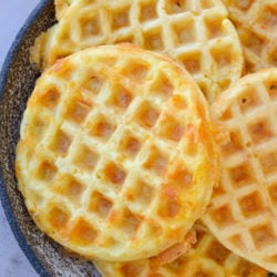 This Basic Keto Chaffle Recipe is a great staple to have for easy breakfasts and snacks! Just 1.4 net carbs, easy to freeze and reheat, and perfect for keto meal prep.