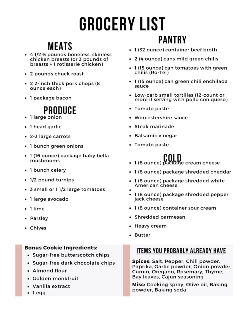 Save time and money by using the free keto grocery list for this week's meal plan!