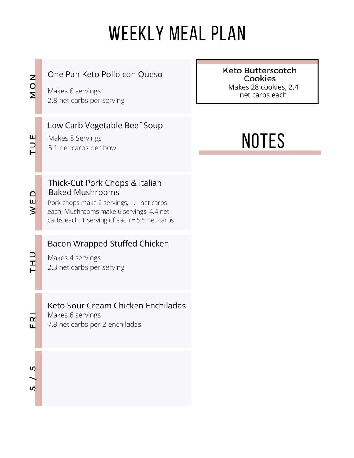 day by day list of meals for week 29 of keto meal plan