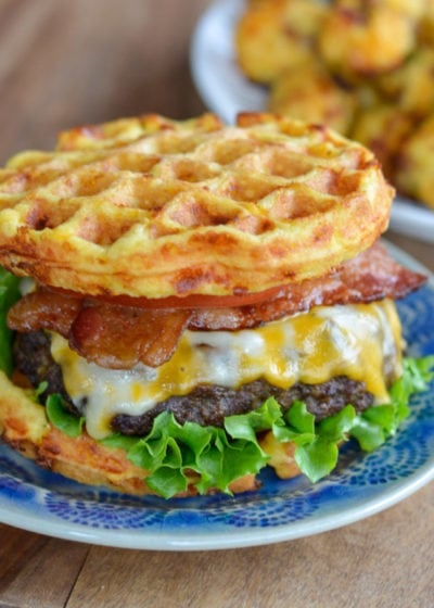 Use keto chaffles as burger buns for filling, delicious keto burgers!