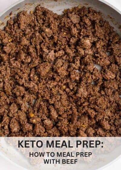 a skillet full of cooked ground beef