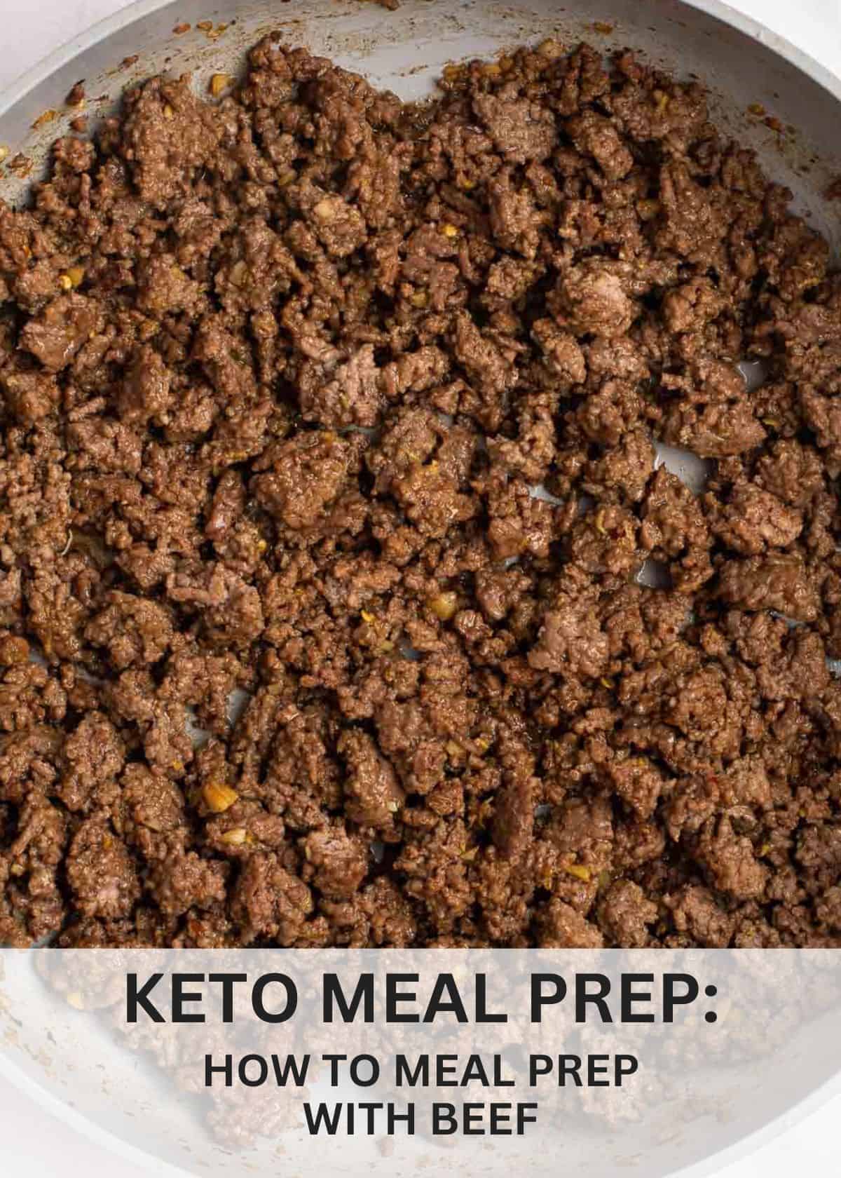 a skillet full of cooked ground beef