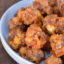 These Cream Cheese Sausage Balls are the perfect keto appetizer or gluten free snack! At only 1 net carb each, this will be a keto meal prep recipe you reach for time and time again!