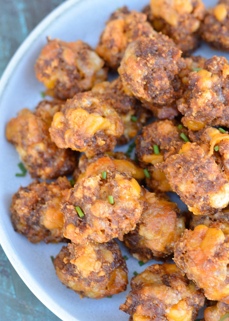 These Cream Cheese Sausage Balls are the perfect keto appetizer or gluten free snack! At only 1 net carb each, this will be a keto meal prep recipe you reach for time and time again!