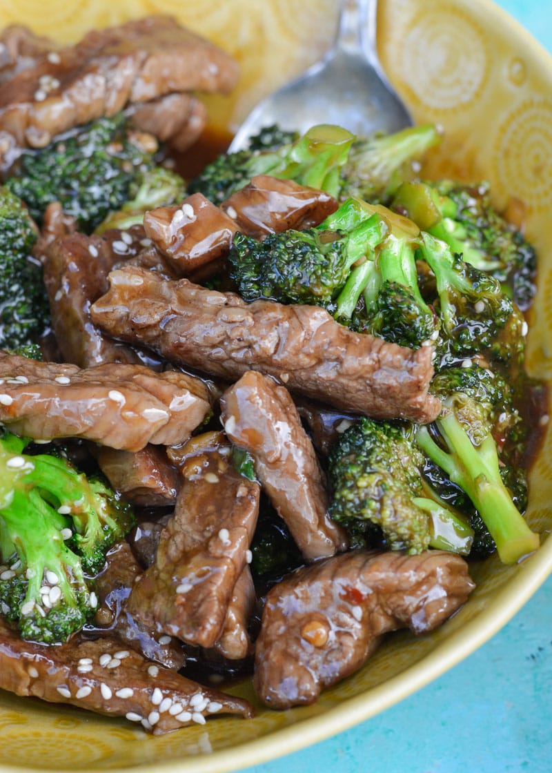 This Keto Beef and Broccoli is the perfect low carb meal- thinly sliced steak is pan seared and tossed in stir fry sauce with tender broccoli! This one pan beef recipe is ready in under 30 minutes!