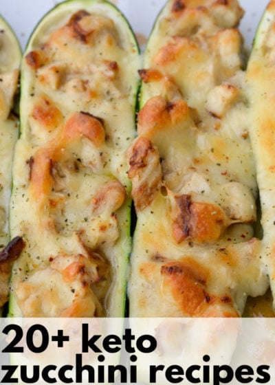 These 20+ Keto Zucchini Recipes are perfect for your next low carb dinner. This list has easy zucchini boats, noodles, casseroles, fries, and more!