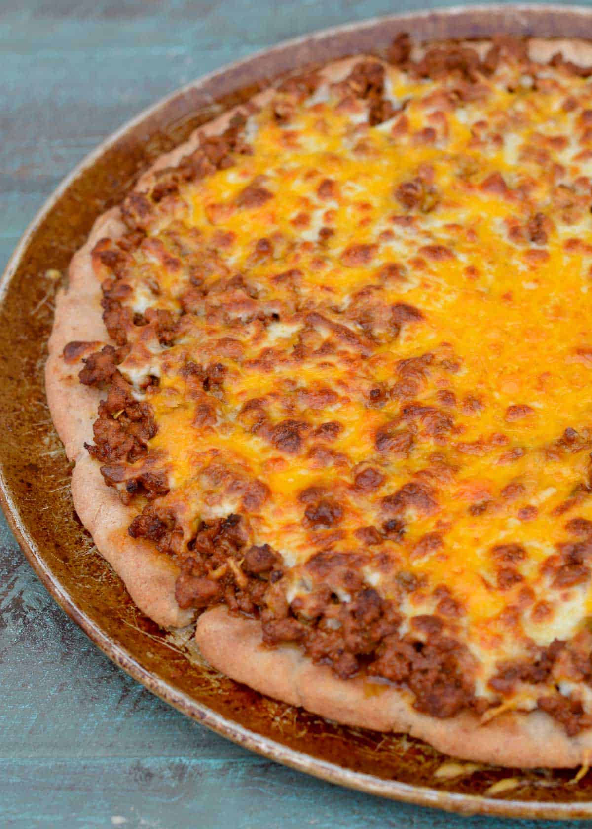 taco pizza on a pan