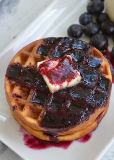 These Blueberry Chaffles are the perfect low carb breakfast or snack recipe! Great for keto meal prep and under 2 net carbs each!