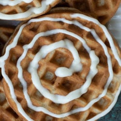 These Cinnamon Roll Chaffles are going to be your go to for a keto breakfast! At only 2 net carbs including the cream cheese icing, you'll love these for low carb meal prep!